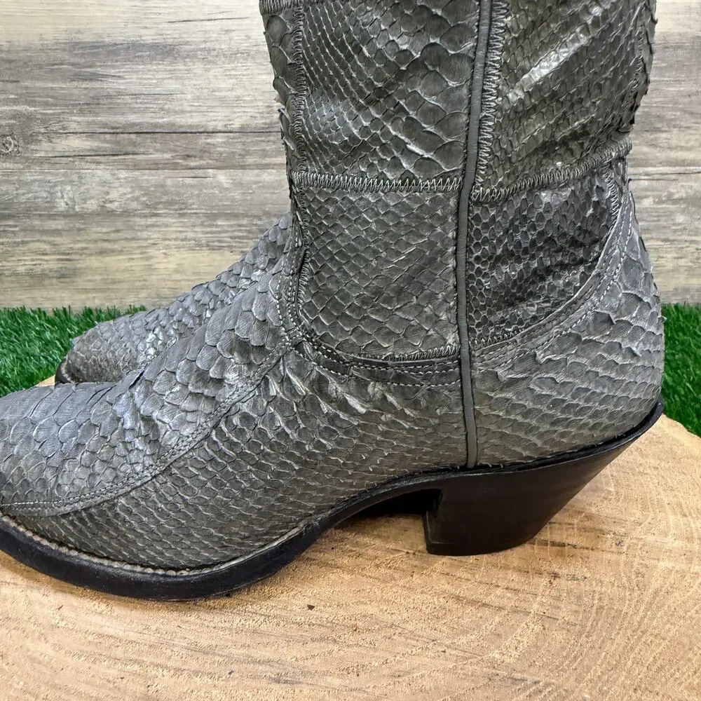 Nocona Men/Women - Size 6/7 - Vintage Gray Snakeskin Cowboy Boots E7599